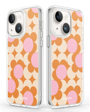 iPhone 14 Plus Halo MagSafe Cute Phone Case - Orange Retro Geometric