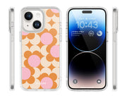 iPhone 14 Plus Halo MagSafe Cute Phone Case - Orange Retro Geometric