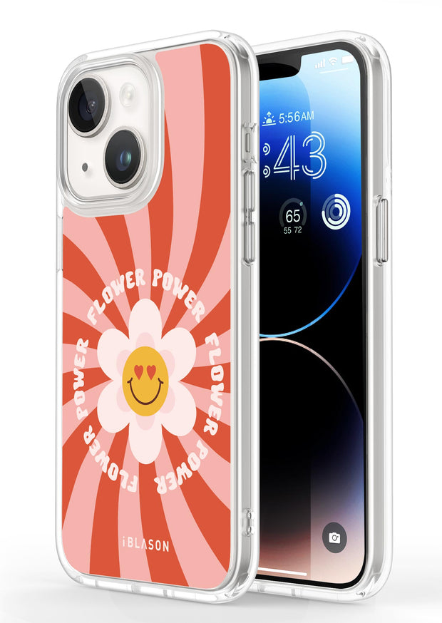 iPhone 14 Plus Halo MagSafe Cute Phone Case - Retro Flower Power