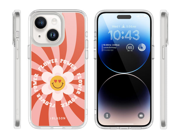 iPhone 14 Plus Halo MagSafe Cute Phone Case - Retro Flower Power