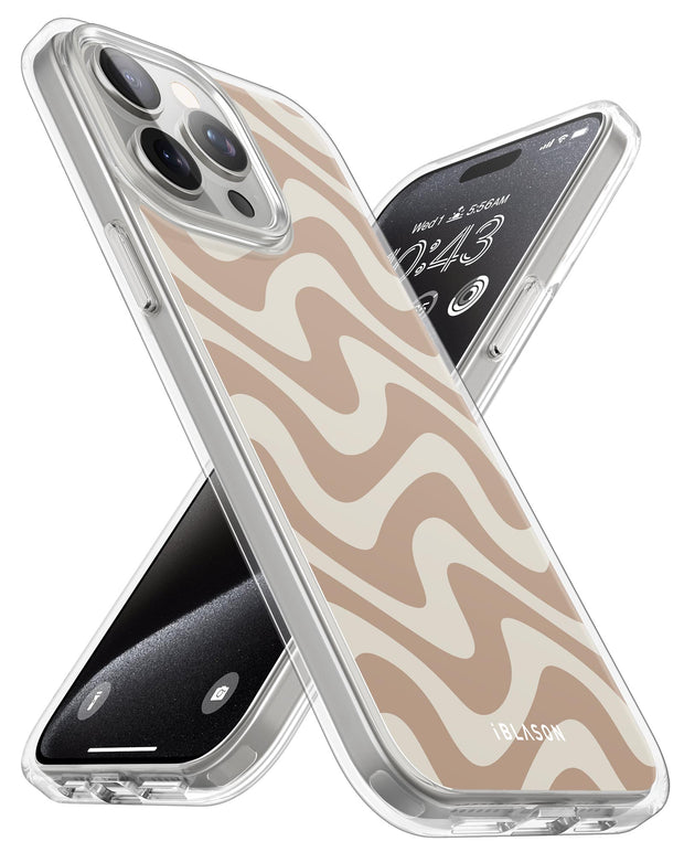 iPhone 14 Pro Max Halo MagSafe Cute Phone Case - Brown Retro Swirl