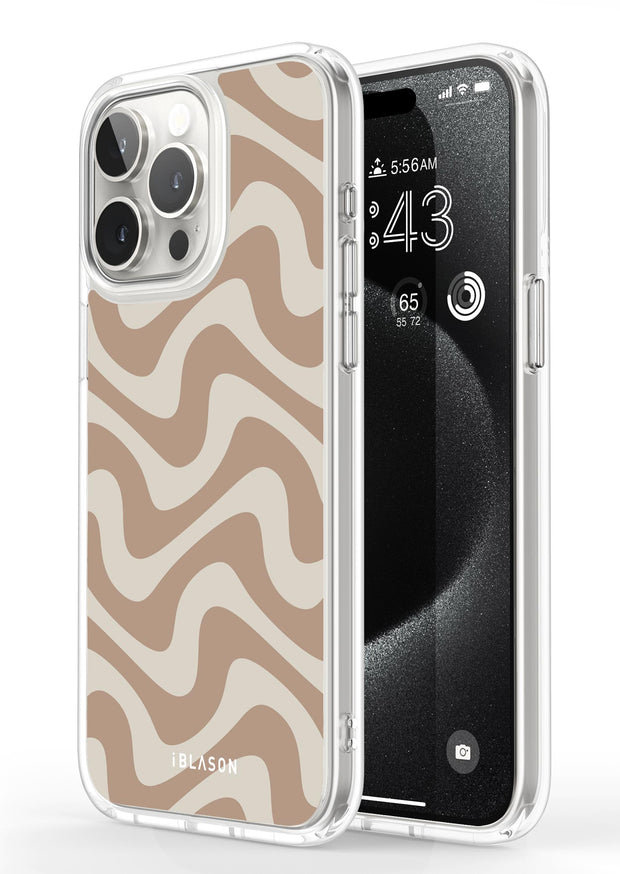 iPhone 14 Pro Max Halo MagSafe Cute Phone Case - Brown Retro Swirl