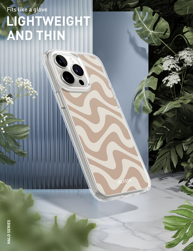 iPhone 14 Pro Max Halo MagSafe Cute Phone Case - Brown Retro Swirl
