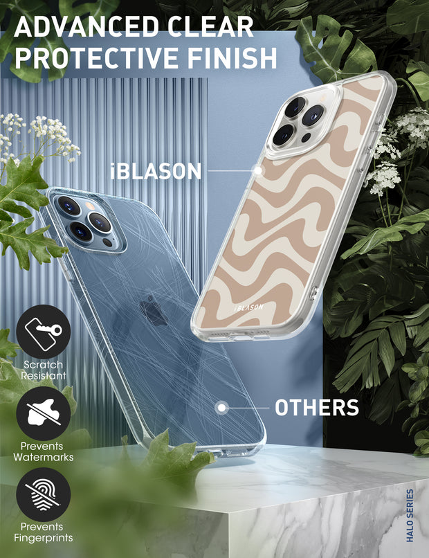 iPhone 14 Pro Max Halo MagSafe Cute Phone Case - Brown Retro Swirl