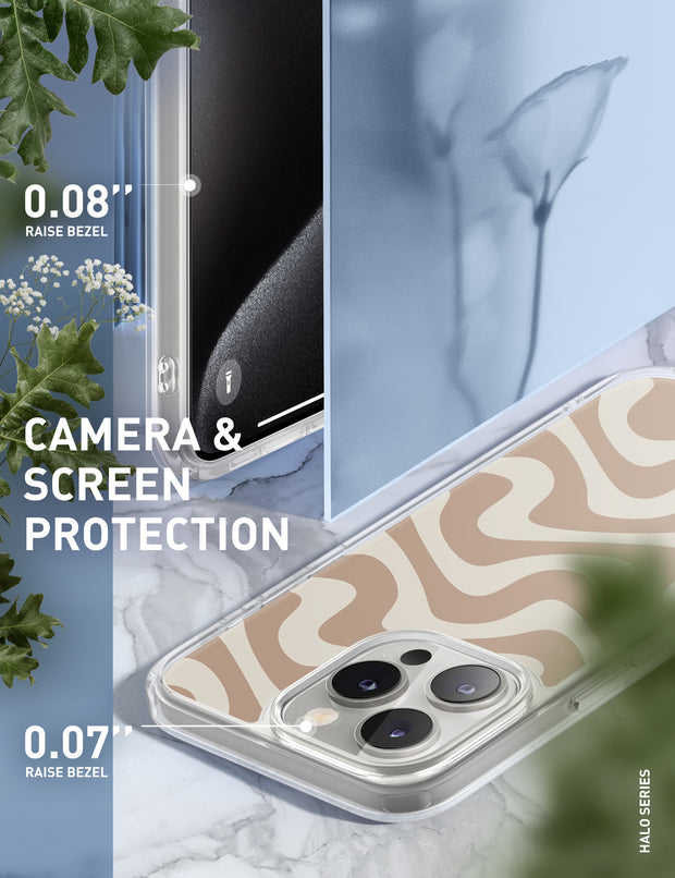 iPhone 14 Pro Max Halo MagSafe Cute Phone Case - Brown Retro Swirl