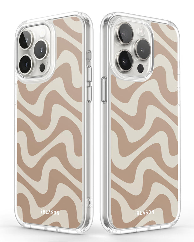 iPhone 14 Pro Max Halo MagSafe Cute Phone Case - Brown Retro Swirl
