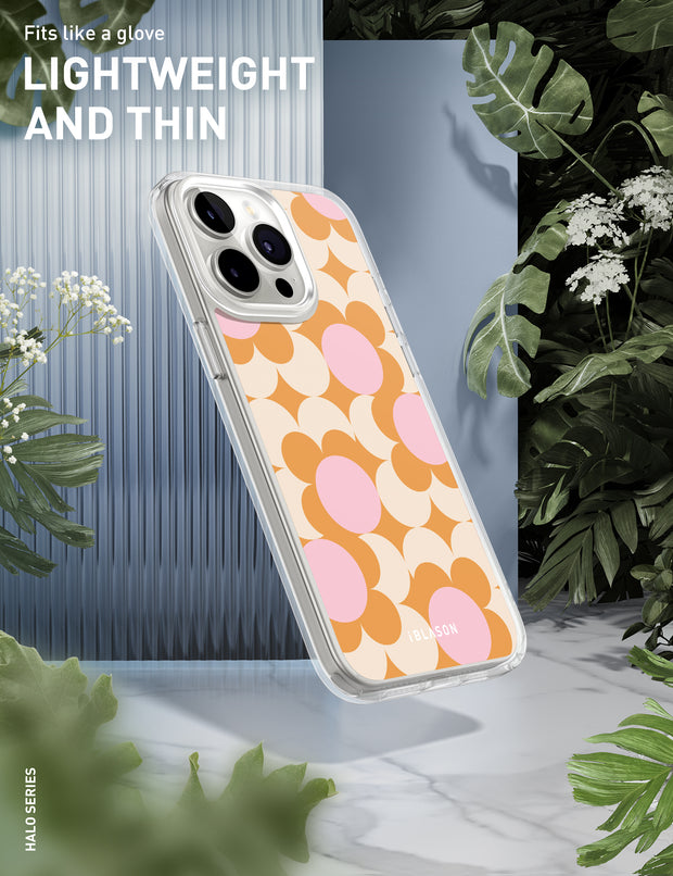 iPhone 14 Pro Max Halo MagSafe Cute Phone Case - Orange Retro Geometric