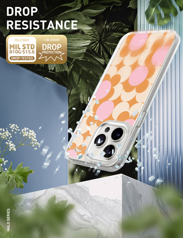 iPhone 14 Pro Max Halo MagSafe Cute Phone Case - Orange Retro Geometric