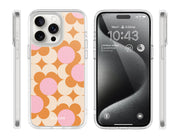 iPhone 14 Pro Max Halo MagSafe Cute Phone Case - Orange Retro Geometric