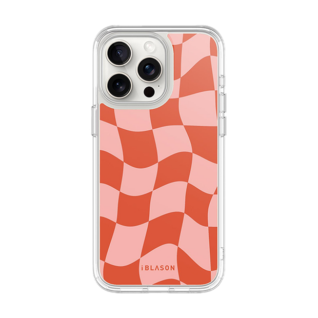 iPhone 14 Pro Max Halo MagSafe Cute Phone Case - Pink Retro Checkers