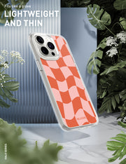iPhone 14 Pro Max Halo MagSafe Cute Phone Case - Pink Retro Checkers