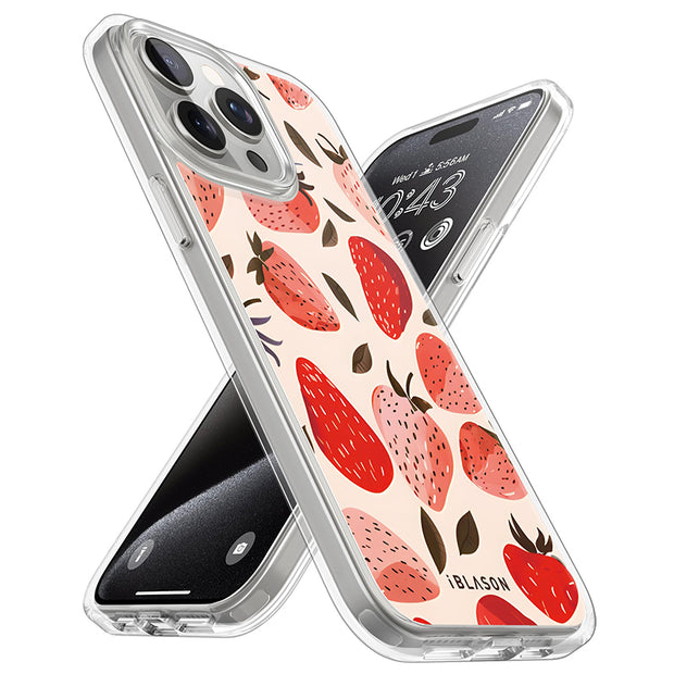 iPhone 14 Pro Max Halo MagSafe Cute Phone Case - Strawberries