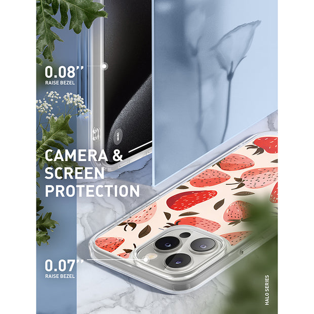 iPhone 14 Pro Max Halo MagSafe Cute Phone Case - Strawberries