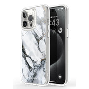 iPhone 15 Pro Max Halo MagSafe Cute Phone Case - White Marble