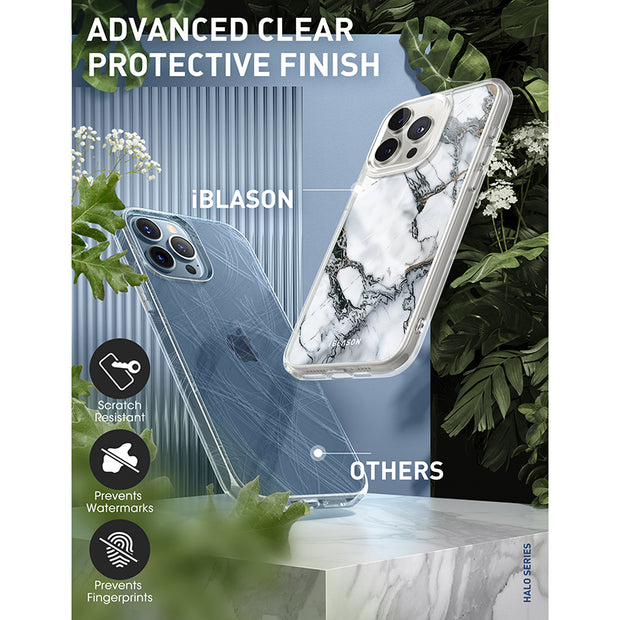 iPhone 15 Pro Max Halo MagSafe Cute Phone Case - White Marble