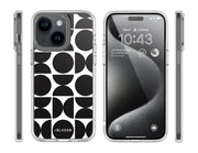iPhone 15 Halo MagSafe Cute Phone Case - Black Retro Geometric