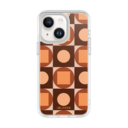 iPhone 15 Halo MagSafe Cute Phone Case - Brown Retro Geometric