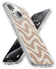 iPhone 15 Halo MagSafe Cute Phone Case - Brown Retro Swirl