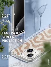 iPhone 15 Halo MagSafe Cute Phone Case - Brown Retro Swirl