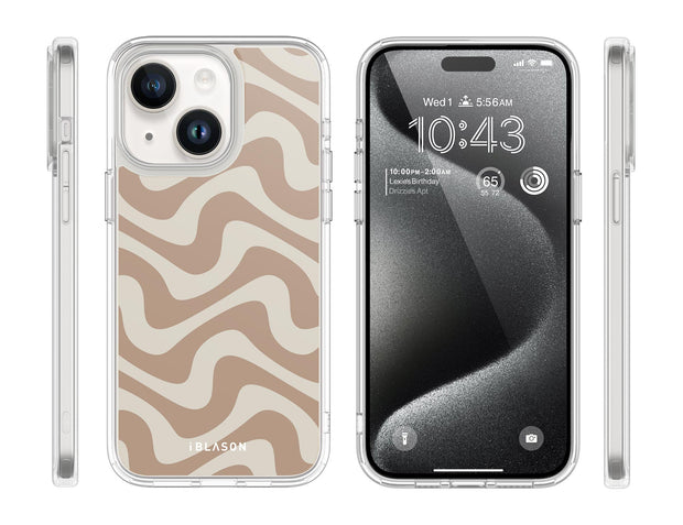 iPhone 15 Halo MagSafe Cute Phone Case - Brown Retro Swirl