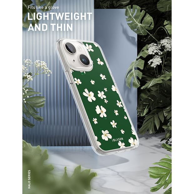 iPhone 15 Halo Cute Phone Case - Green Daisies