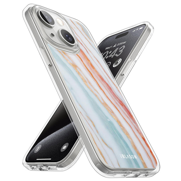 iPhone 15 Halo MagSafe Cute Phone Case - Marble Rainbow