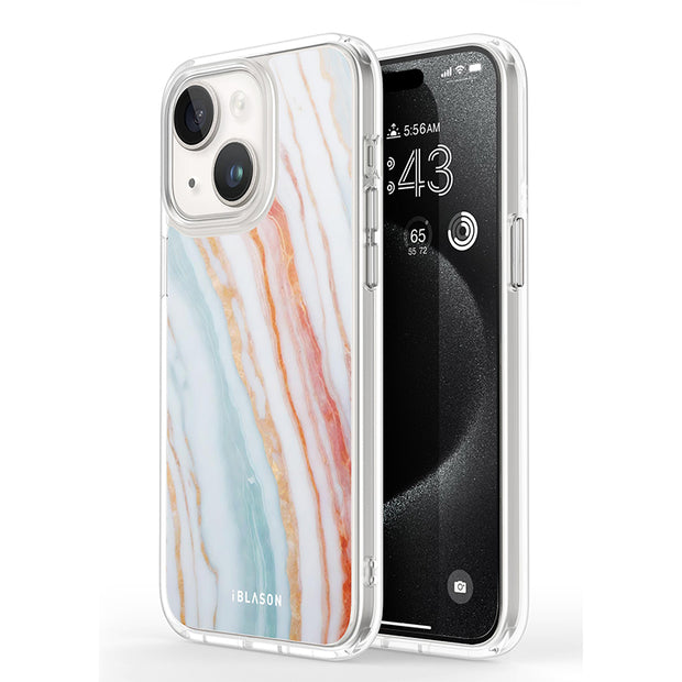 iPhone 15 Halo MagSafe Cute Phone Case - Marble Rainbow