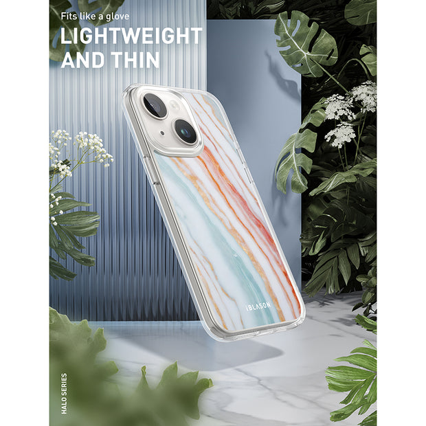 iPhone 15 Halo MagSafe Cute Phone Case - Marble Rainbow