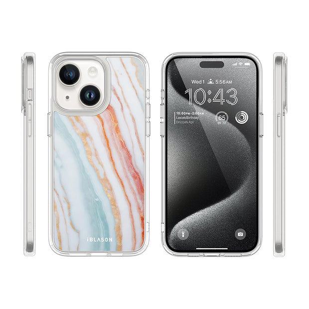iPhone 15 Halo MagSafe Cute Phone Case - Marble Rainbow