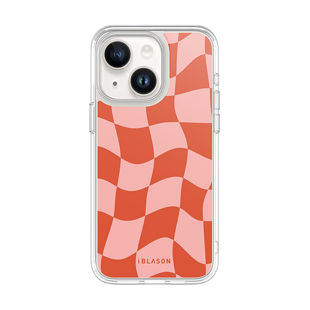 iPhone 15 Halo MagSafe Cute Phone Case - Pink Retro Checkers