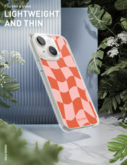 iPhone 15 Halo MagSafe Cute Phone Case - Pink Retro Checkers