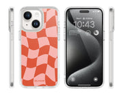 iPhone 15 Halo MagSafe Cute Phone Case - Pink Retro Checkers