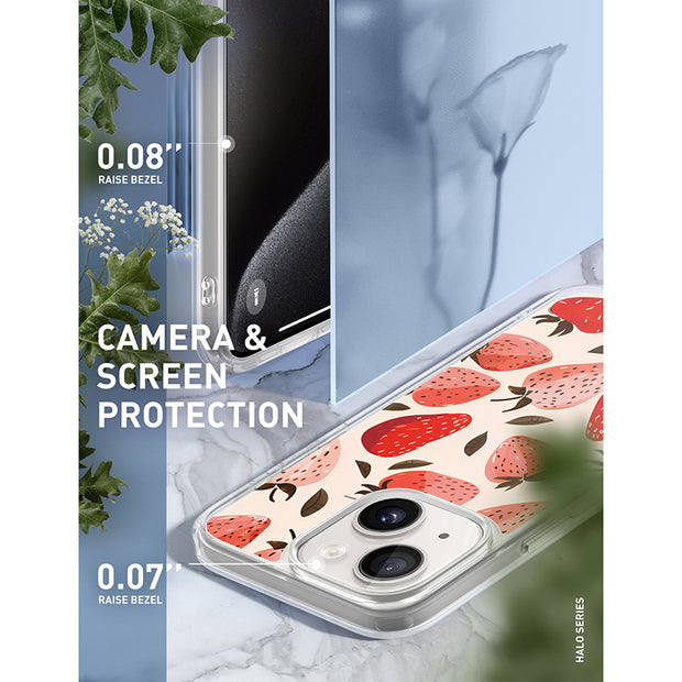 iPhone 15 Halo MagSafe Cute Phone Case - Strawberries