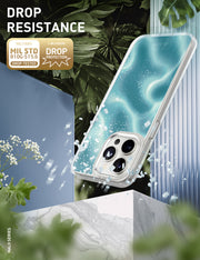 iPhone 15 Pro Halo MagSafe Cute Phone Case - Blue Retro Waves