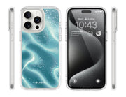 iPhone 15 Pro Halo MagSafe Cute Phone Case - Blue Retro Waves