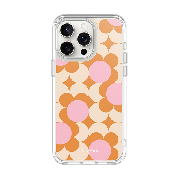 iPhone 15 Pro Halo MagSafe Cute Phone Case - Orange Retro Geometric