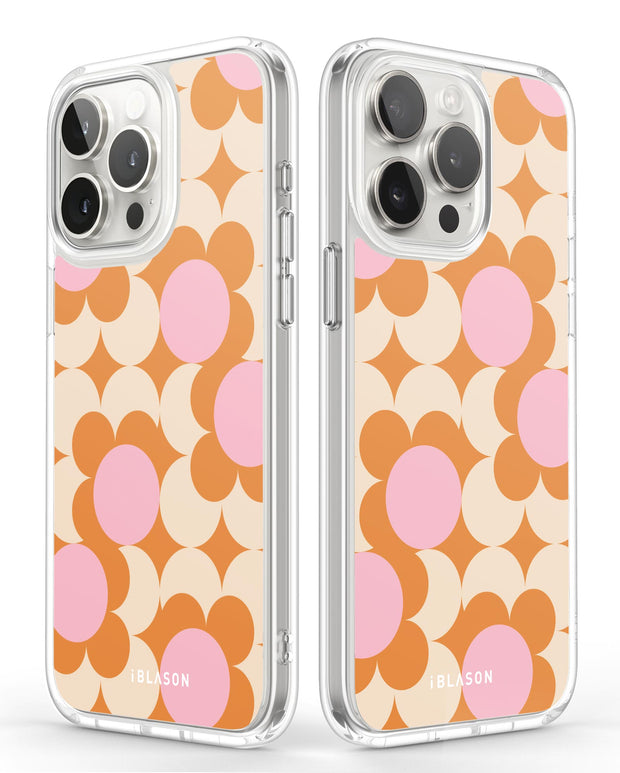 iPhone 15 Pro Halo MagSafe Cute Phone Case - Orange Retro Geometric
