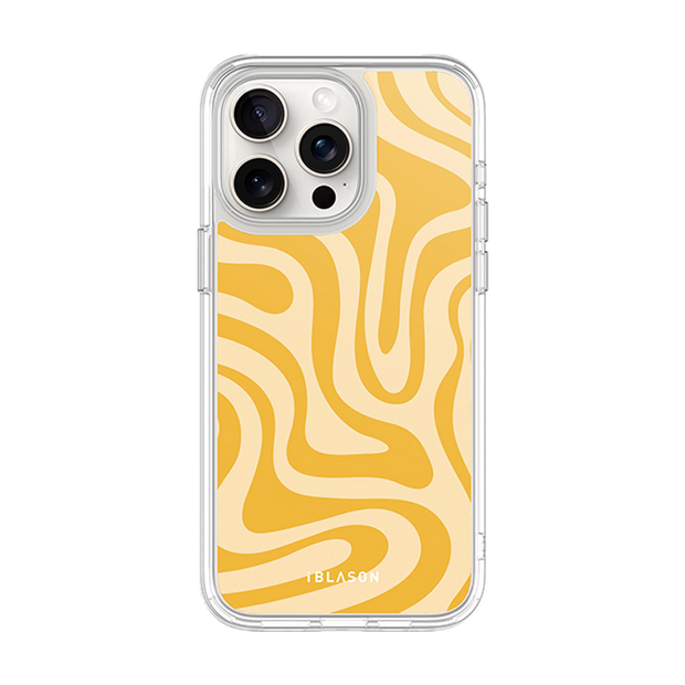 iPhone 15 Pro Halo MagSafe Cute Phone Case - Yellow Retro Swirl