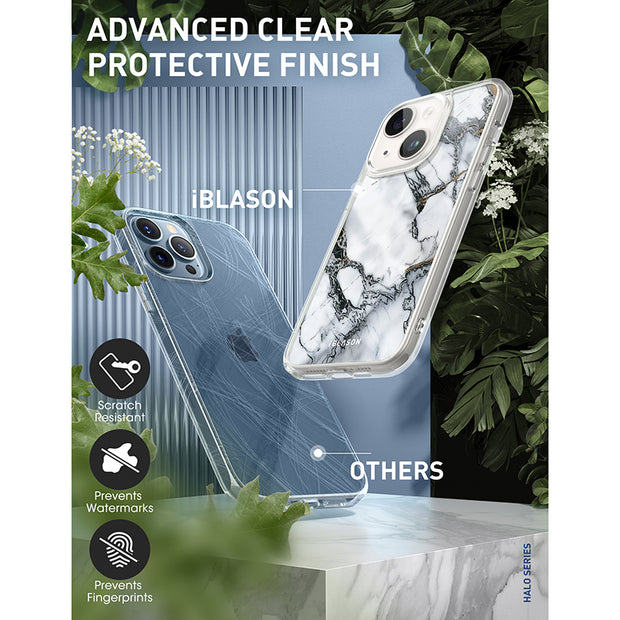 iPhone 15 Plus Halo MagSafe Cute Phone Case - White Marble