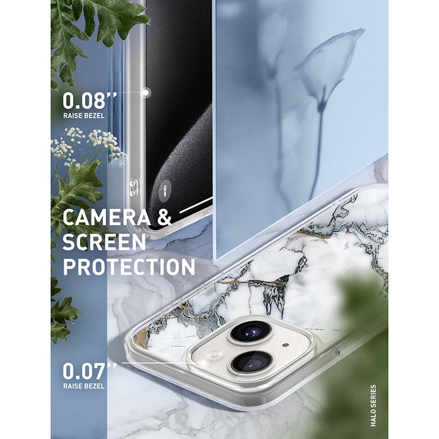 iPhone 15 Plus Halo MagSafe Cute Phone Case - White Marble