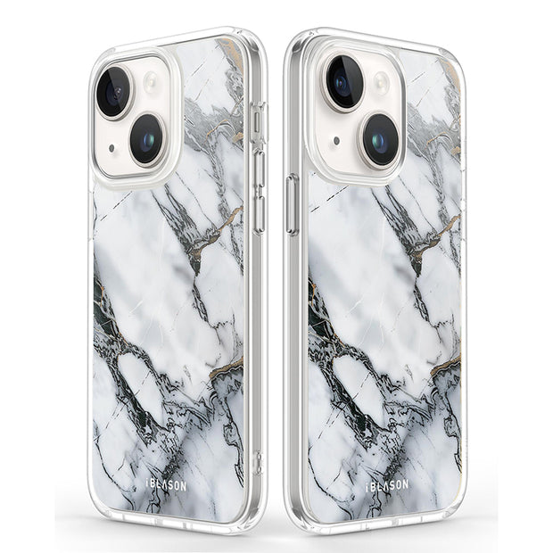 iPhone 15 Plus Halo MagSafe Cute Phone Case - White Marble