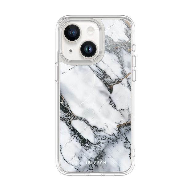 iPhone 15 Plus Halo MagSafe Cute Phone Case - White Marble