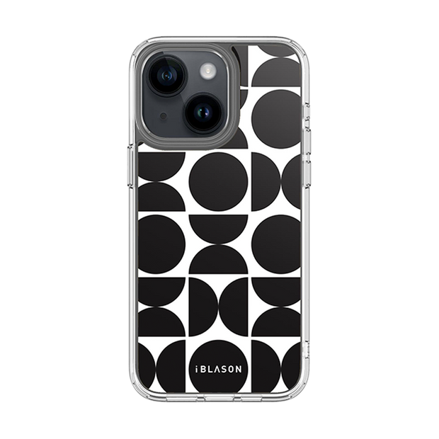 iPhone 15 Plus Halo MagSafe Cute Phone Case - Black Retro Geometric