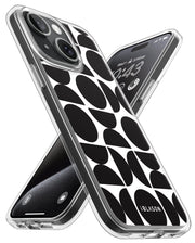 iPhone 15 Plus Halo MagSafe Cute Phone Case - Black Retro Geometric