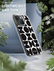 iPhone 15 Plus Halo MagSafe Cute Phone Case - Black Retro Geometric