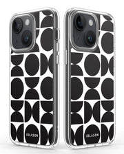 iPhone 15 Plus Halo MagSafe Cute Phone Case - Black Retro Geometric