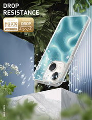 iPhone 15 Plus Halo MagSafe Cute Phone Case - Blue Retro Waves