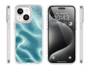 iPhone 15 Plus Halo MagSafe Cute Phone Case - Blue Retro Waves