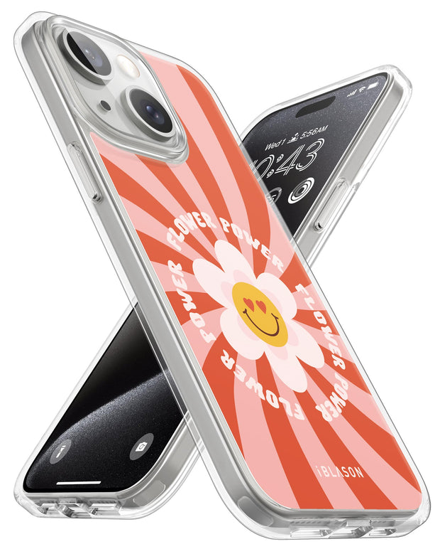 iPhone 15 Plus Halo MagSafe Cute Phone Case - Retro Flower Power