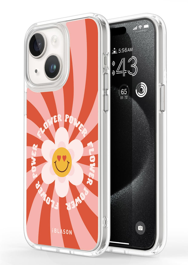 iPhone 15 Plus Halo MagSafe Cute Phone Case - Retro Flower Power